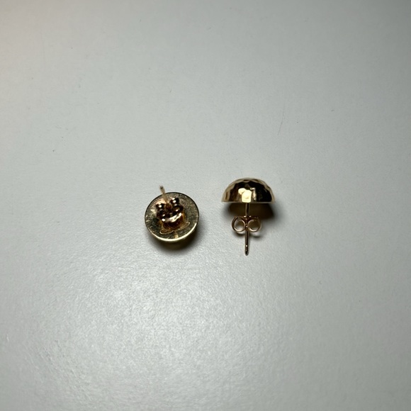 14K Gold Hammered Stud Earrings - Picture 4 of 4